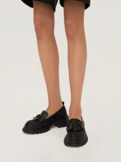 Skórzane półbuty slip on z podeszwą typu track