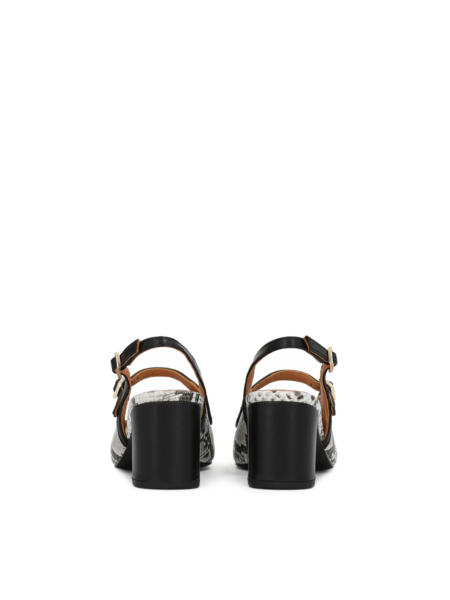 Skórzane slingbacki w print skóry węża