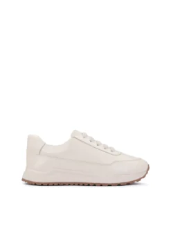 Skórzane sneakersy damskie off-white o komfortowej konstrukcji