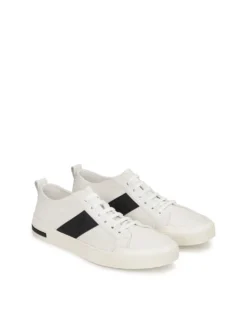 Sneakersy męskie off-white z czarnymi wstawkami