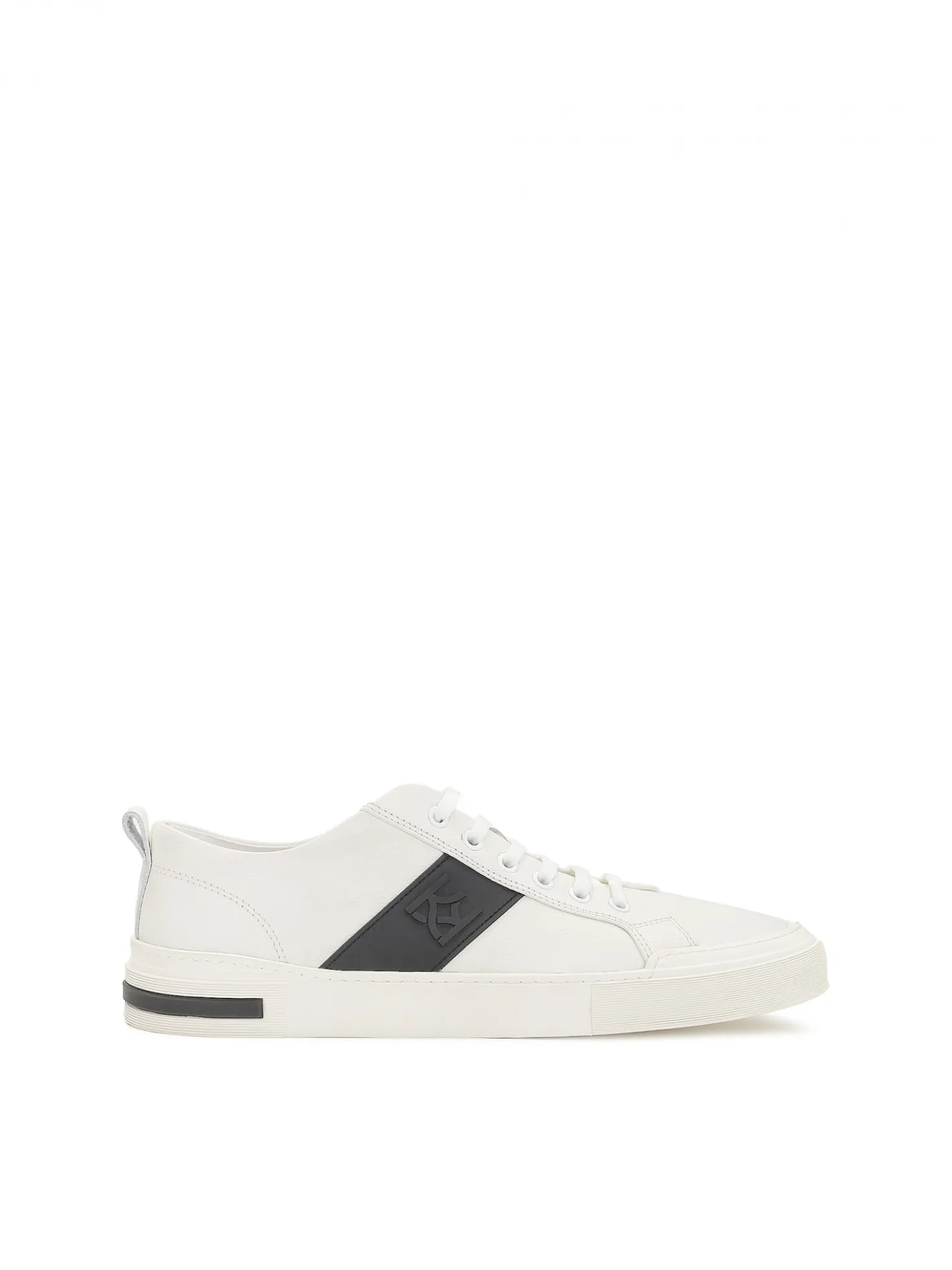 Sneakersy męskie off-white z czarnymi wstawkami