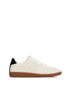 Sneakersy skórzane z kontrastową piętą