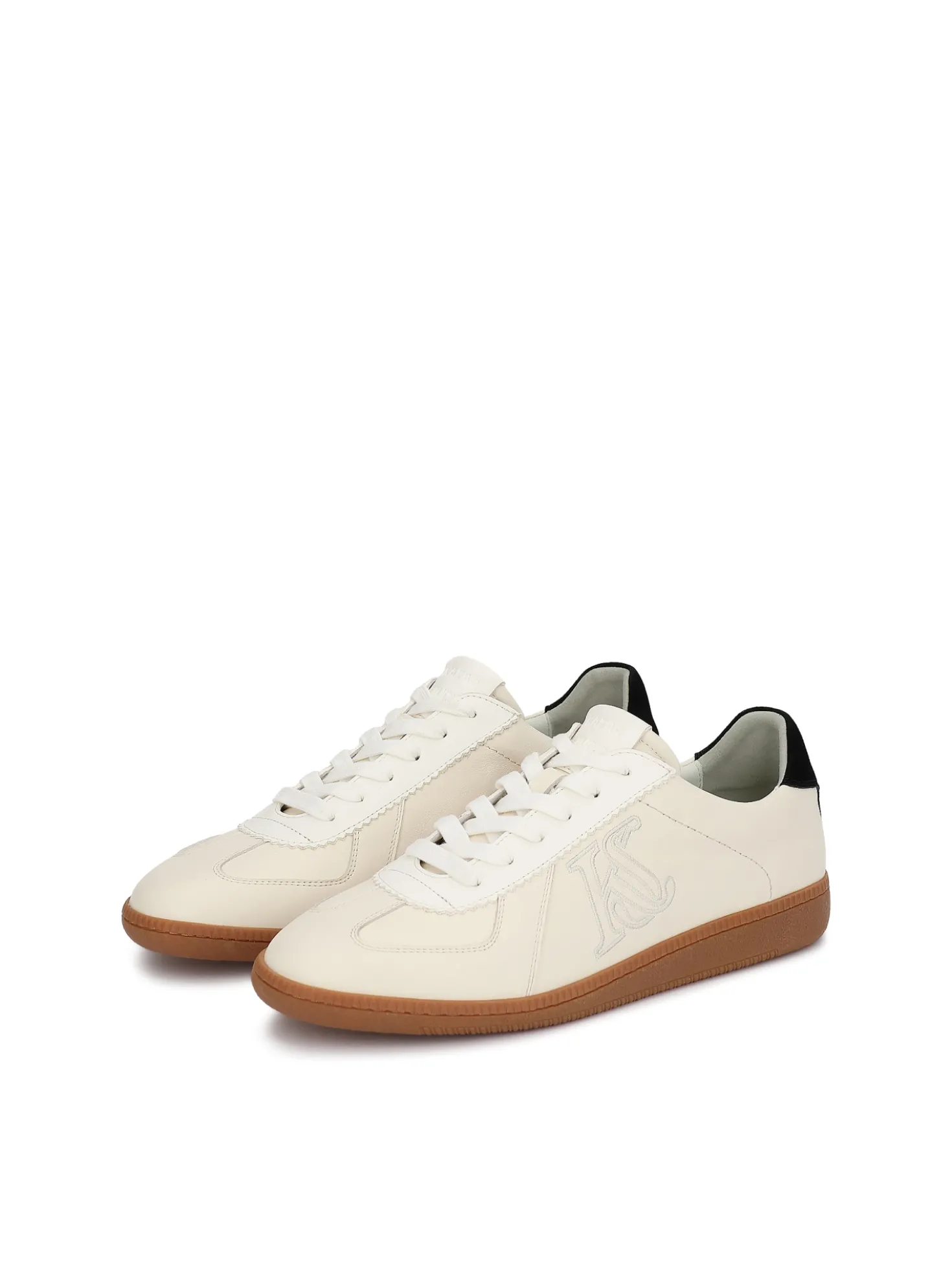 Sneakersy skórzane z kontrastową piętą