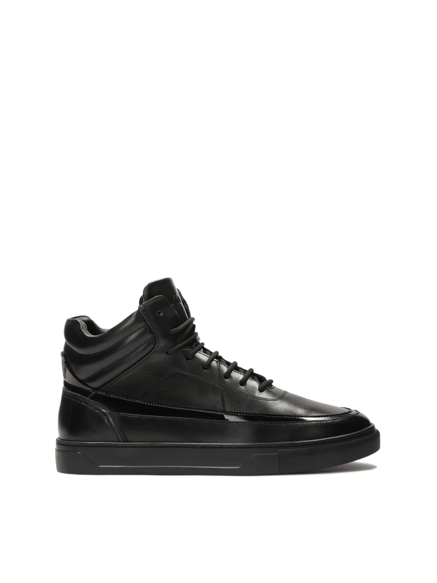 Sneakersy skórzane z wysoką cholewką na suwak i sznurowanie