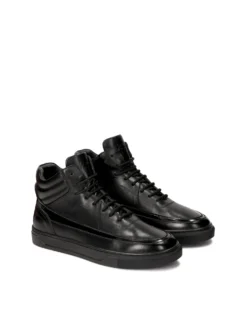 Sneakersy skórzane z wysoką cholewką na suwak i sznurowanie