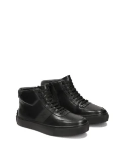 Sneakersy skórzane z wysoką cholewką i monogramem