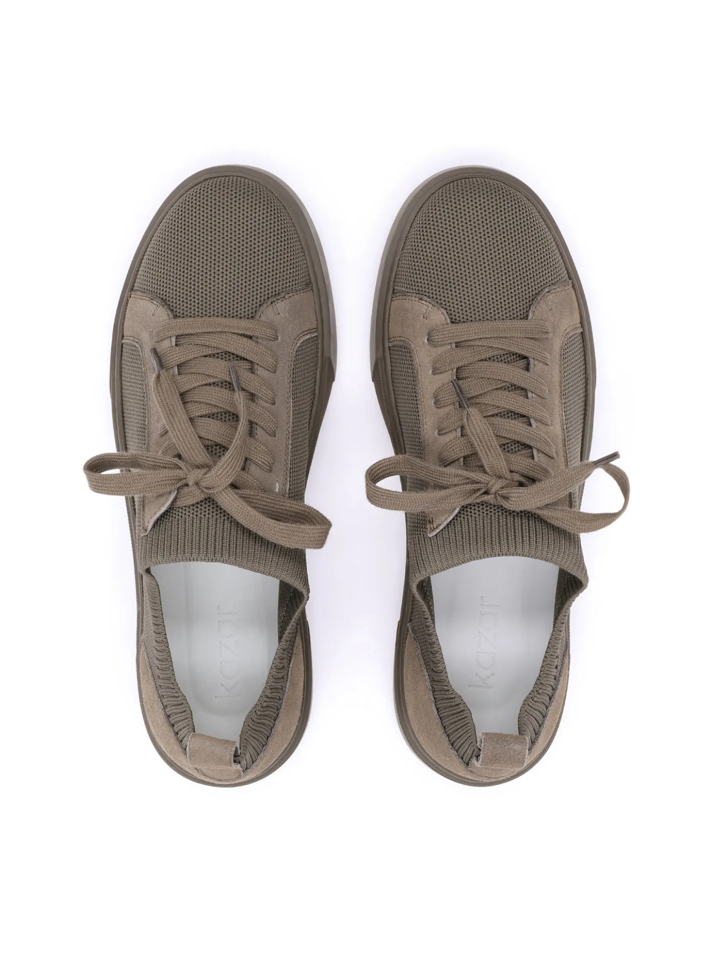 Sneakersy taupe z tkaniny i zamszu