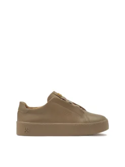 Sneakersy w kolorze taupe ze zdobionym językiem
