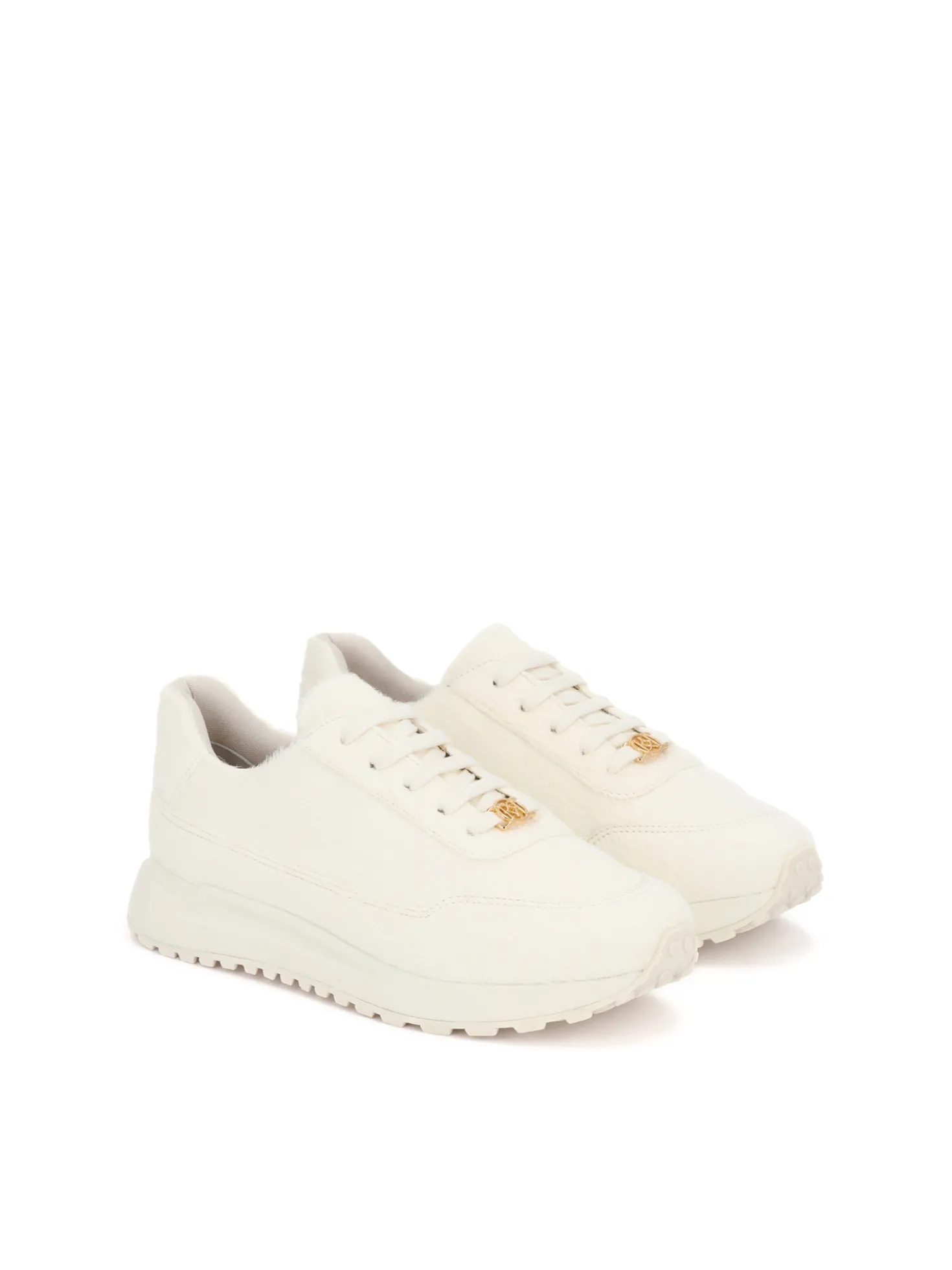 Sneakersy z elementami pokrytymi naturalnym włosiem