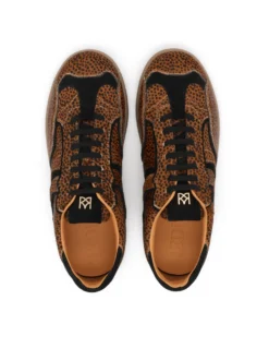 Sneakersy ze skóry z naturalnym włosiem