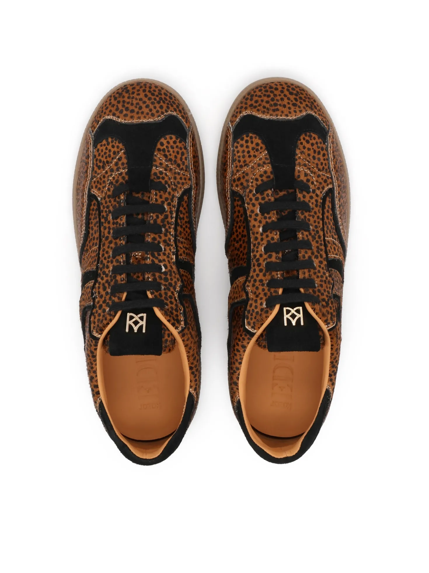 Sneakersy ze skóry z naturalnym włosiem
