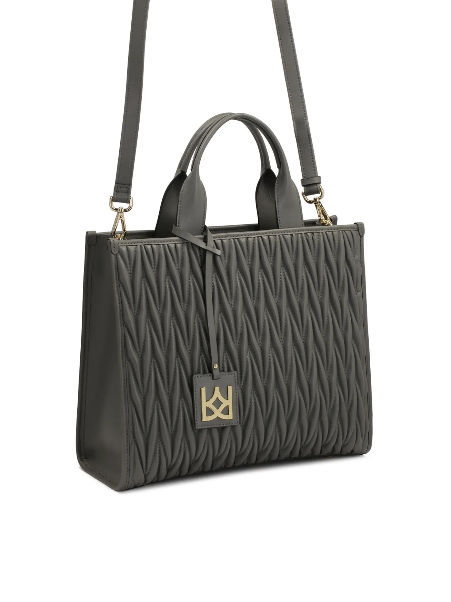 Szara torebka do ręki Tote Bag z pikowanym przodem