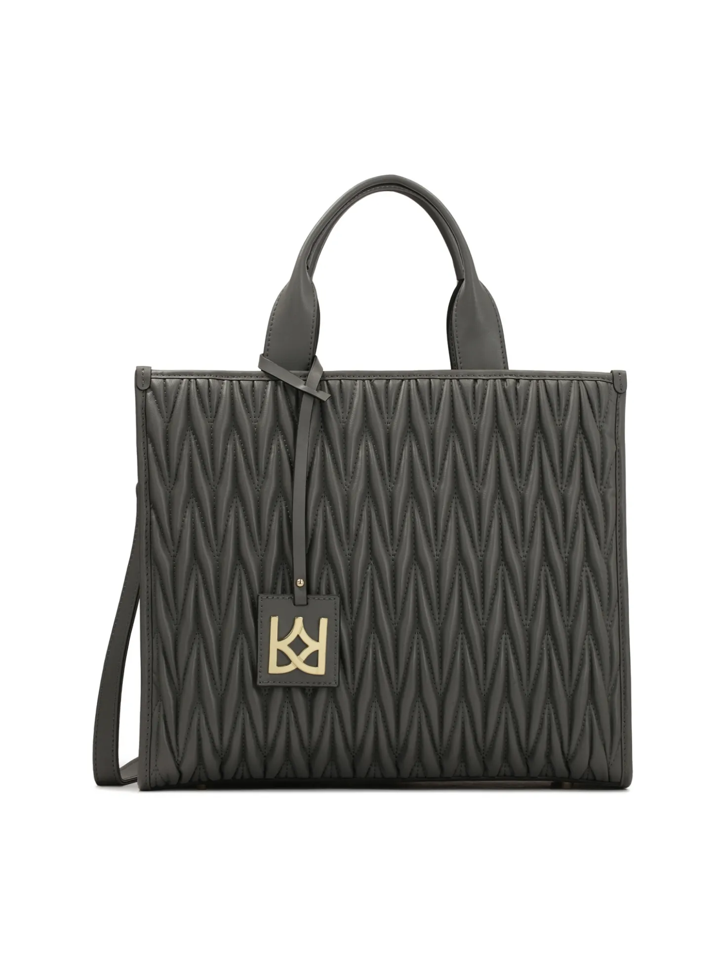 Szara torebka do ręki Tote Bag z pikowanym przodem