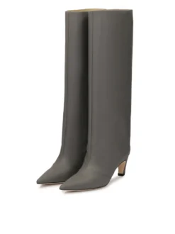 Szare kozaki na obcasie kitten heels