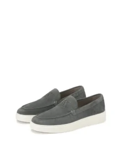 Szare zamszowe loafersy na podeszwie typu sneakers