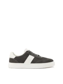 Szare zamszowe sneakersy z białymi wstawkami