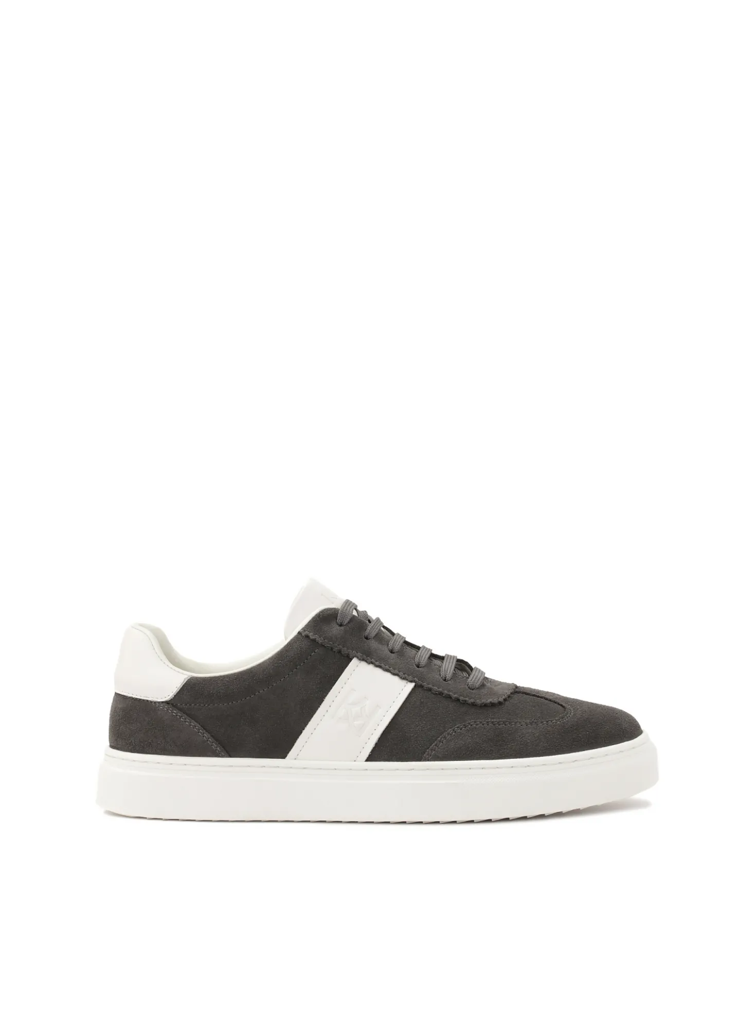 Szare zamszowe sneakersy z białymi wstawkami