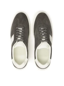 Szare zamszowe sneakersy z białymi wstawkami