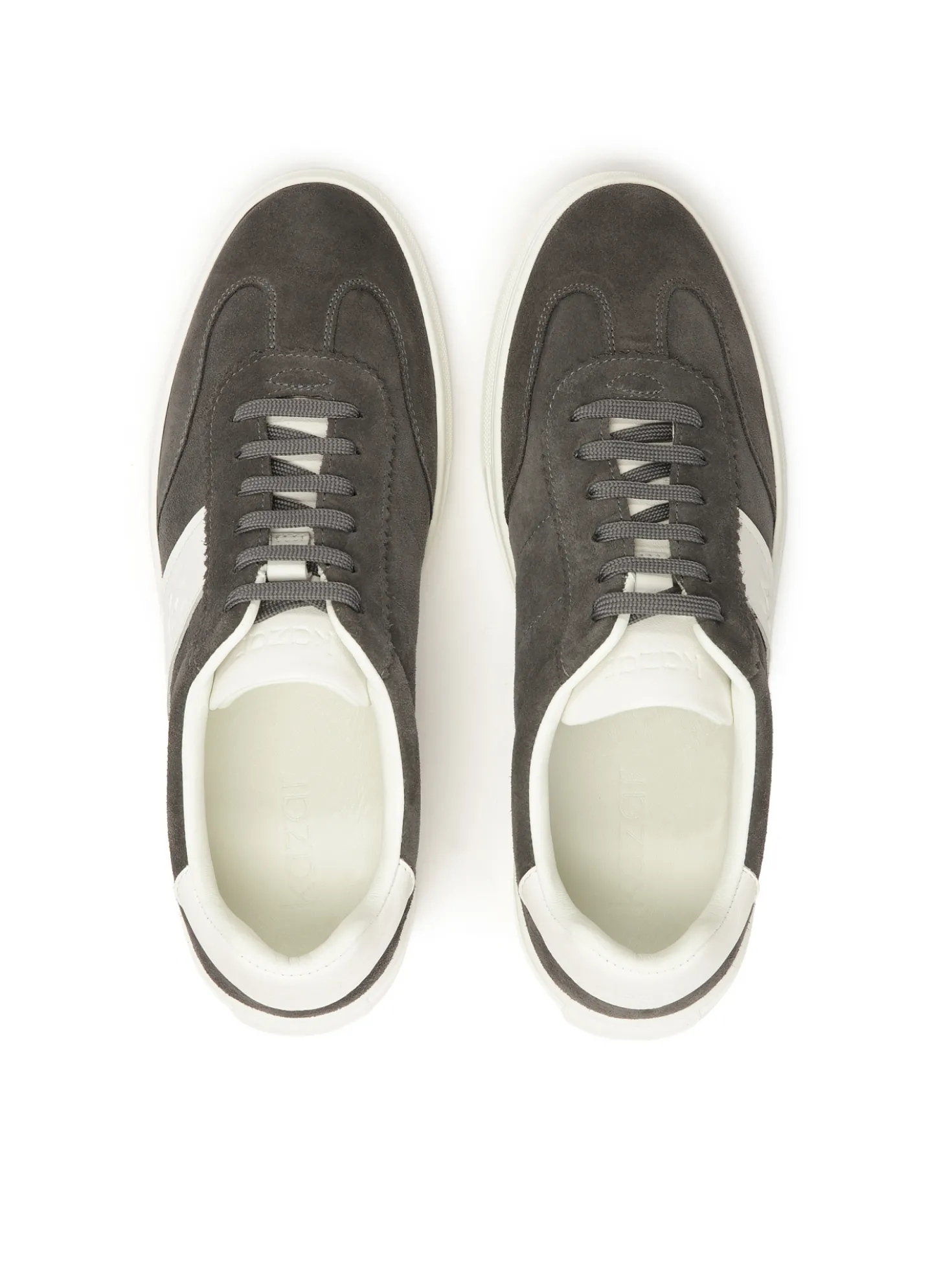 Szare zamszowe sneakersy z białymi wstawkami