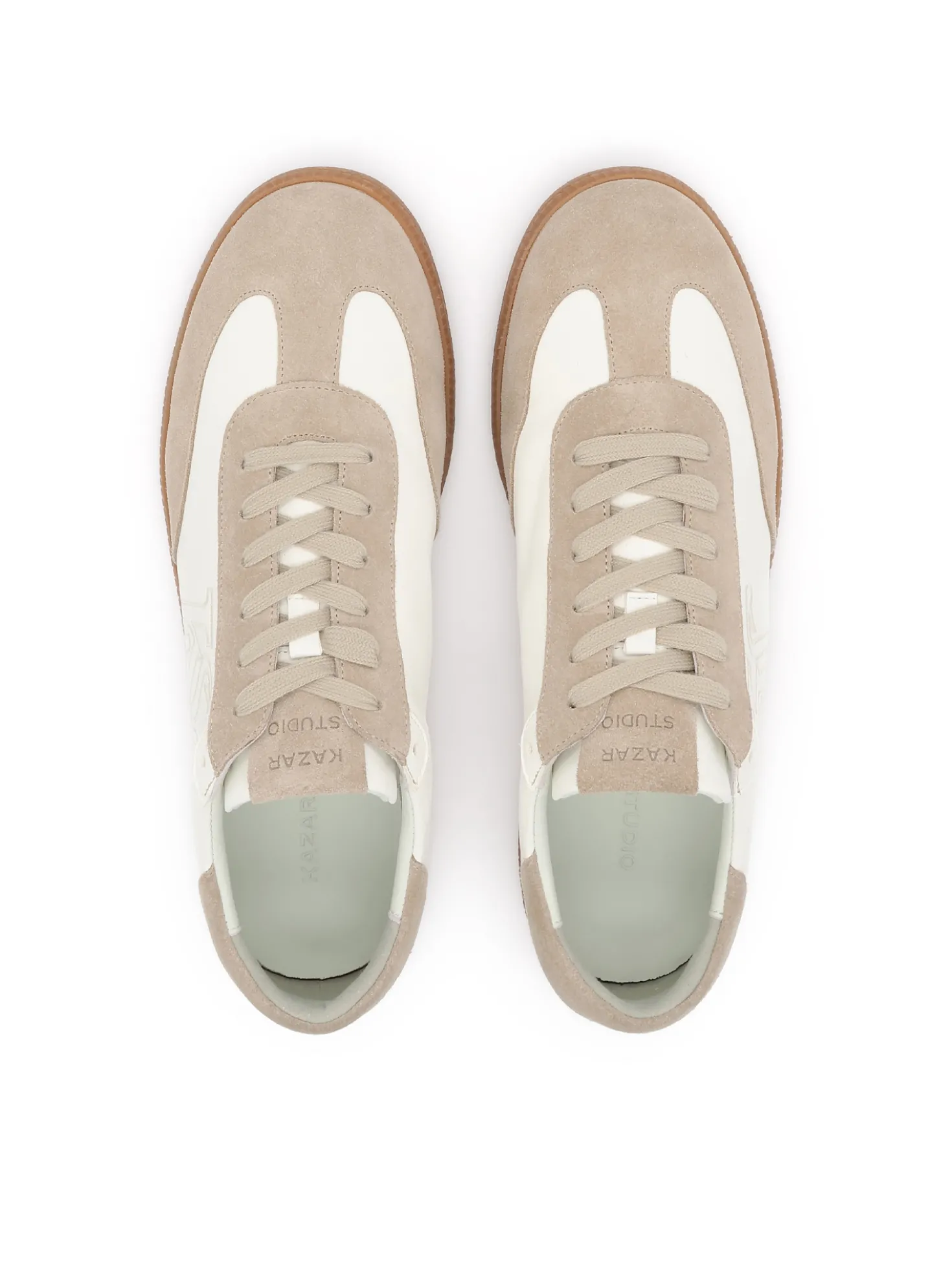 Sznurowane sneakersy z łączonych skór