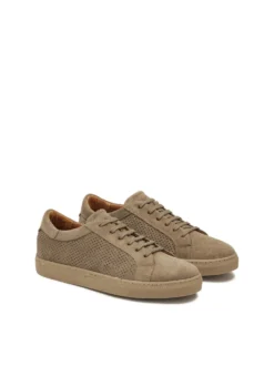 Taupe sneakersy z perforacją na cholewce