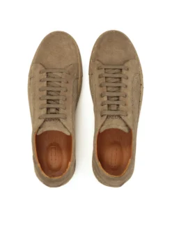 Taupe sneakersy z perforacją na cholewce