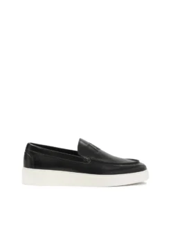 Wsuwane czarne loafersy z białą podeszwą typu sneakers