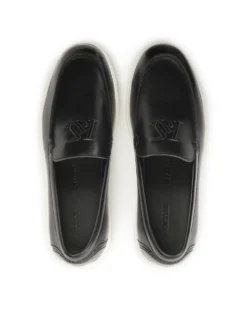 Wsuwane czarne loafersy z białą podeszwą typu sneakers
