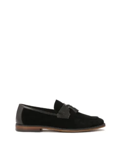 Wsuwane czarne loafersy z chwostem
