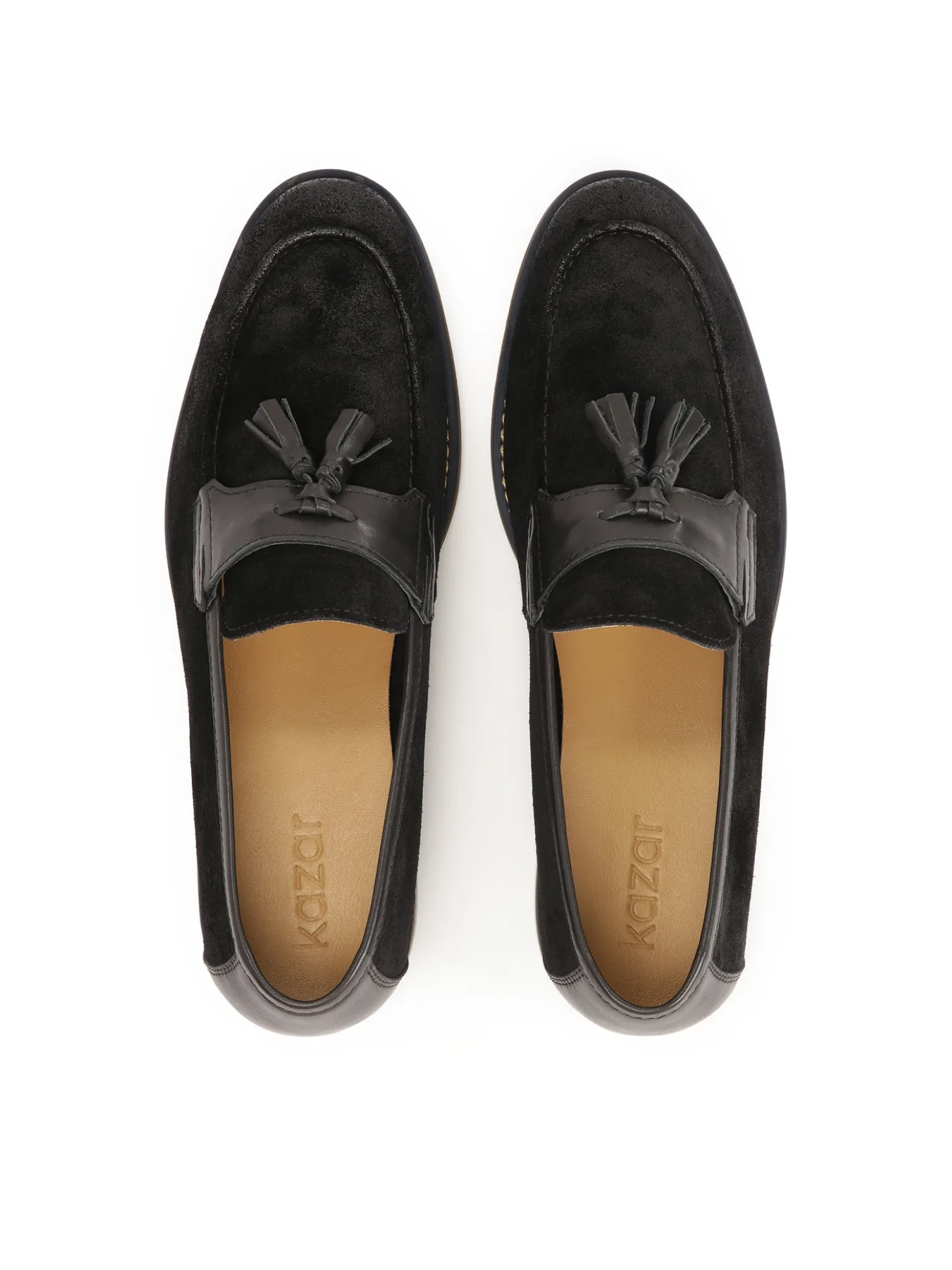 Wsuwane czarne loafersy z chwostem