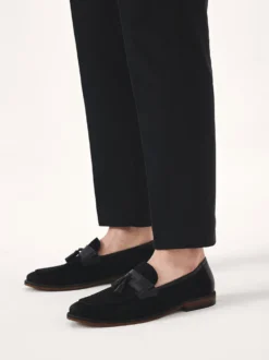 Wsuwane czarne loafersy z chwostem