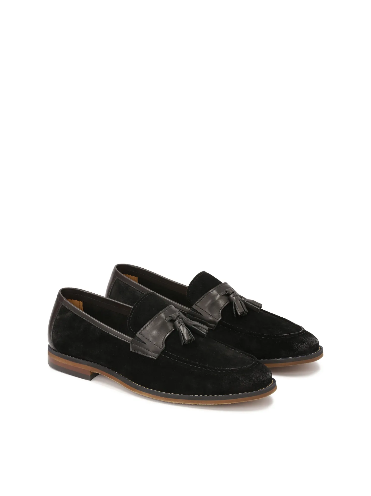 Wsuwane czarne loafersy z chwostem