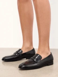 Wsuwane czarne półbuty w stylu loafersów