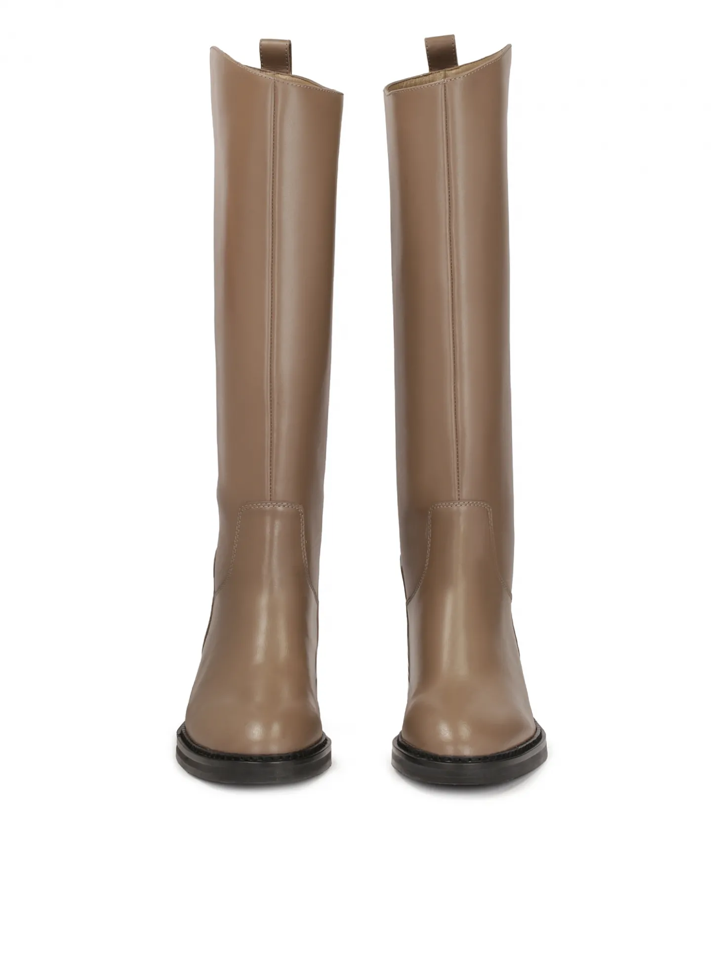 Wsuwane kozaki oficerki w kolorze taupe