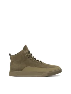 Wysokie sneakersy męskie z dwóch rodzajów skóry