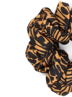 Wzorzysta brązowo-czarna gumka scrunchie