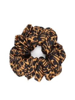 Wzorzysta brązowo-czarna gumka scrunchie