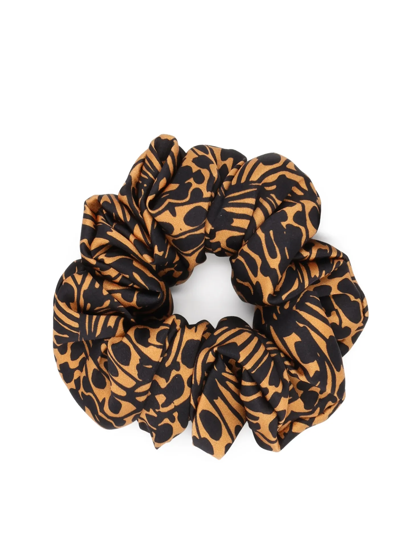 Wzorzysta brązowo-czarna gumka scrunchie