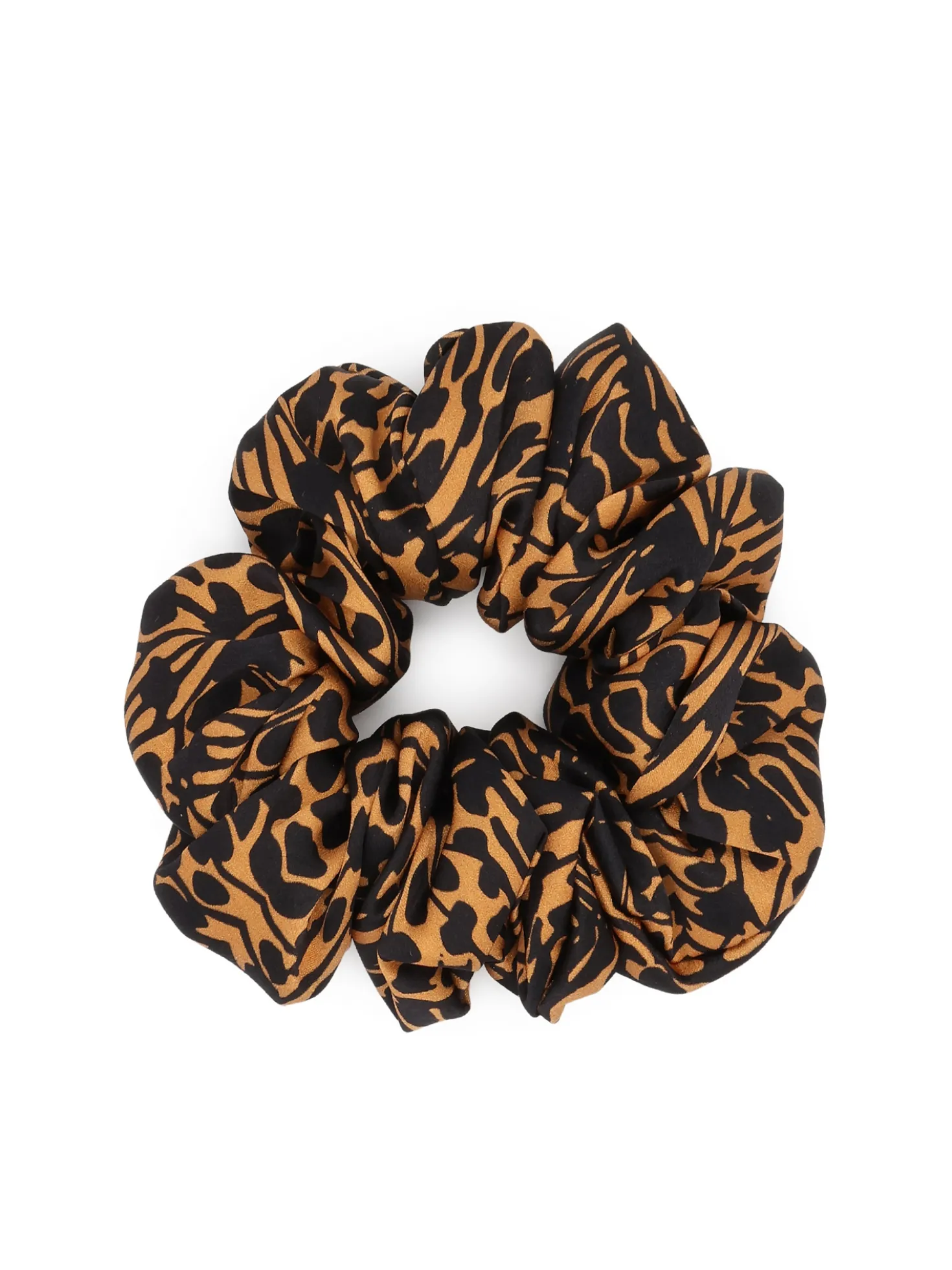 Wzorzysta brązowo-czarna gumka scrunchie