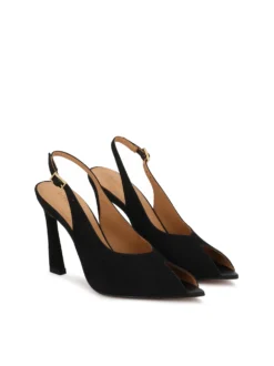 Zamszowe czółenka peep toe