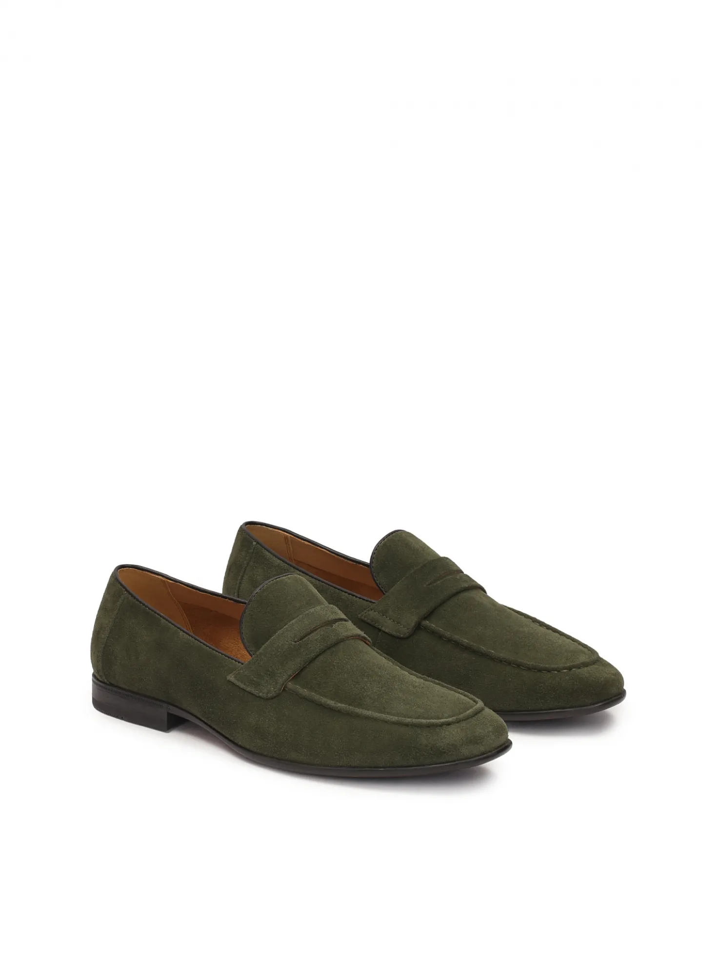 Zamszowe loafersy w khaki kolorze
