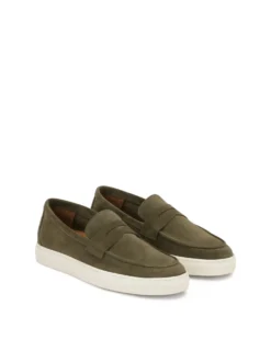 Zamszowe loafersy w kolorze khaki z podeszwa typu sneakers