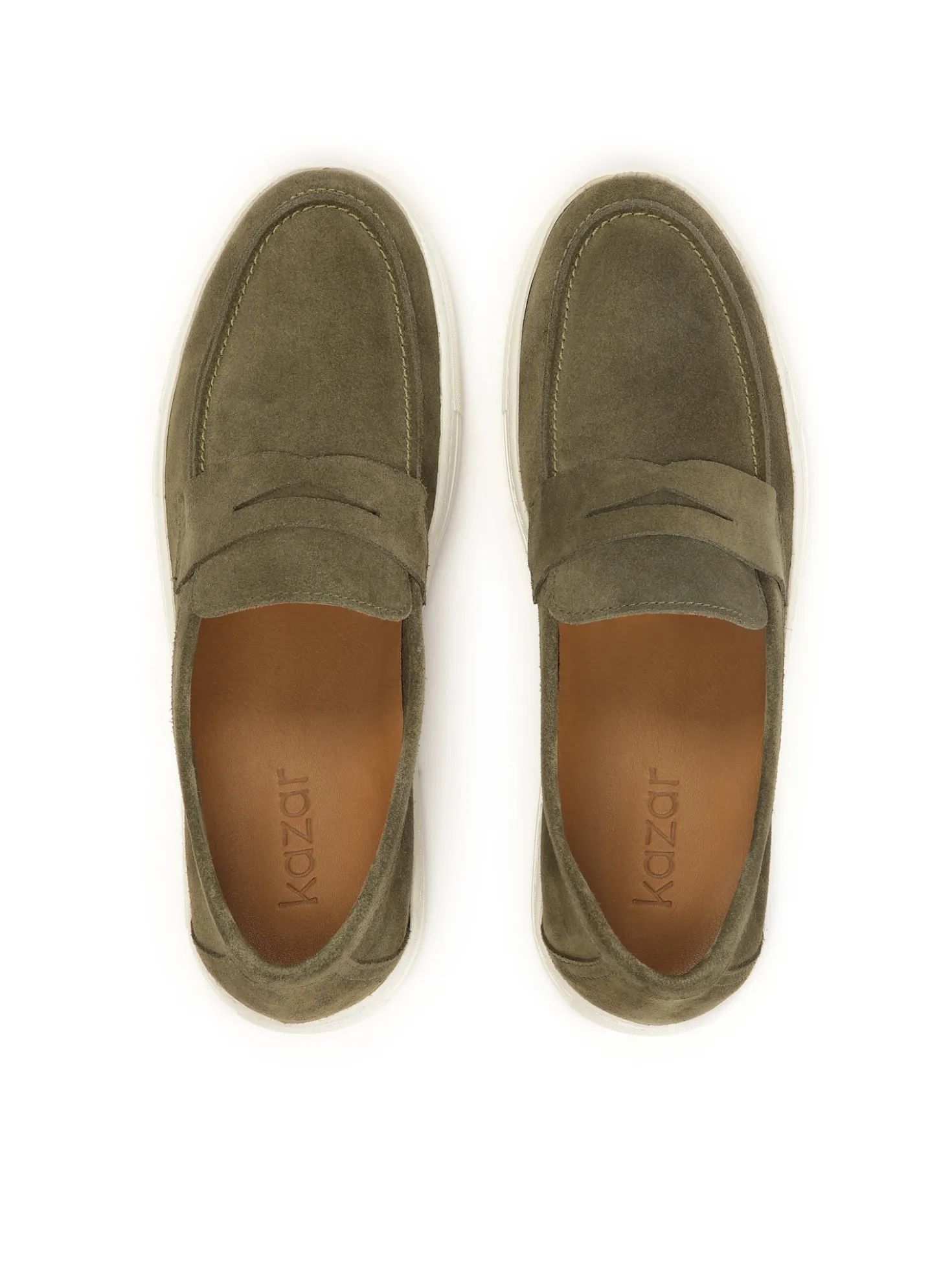 Zamszowe loafersy w kolorze khaki z podeszwa typu sneakers