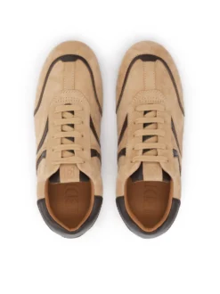 Zamszowe sneakersy ze wstawkami z gładkiej skóry