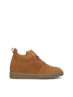 Zamszowe sneakersy z ukrytym koturnem
