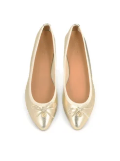 Złote baleriny damskie