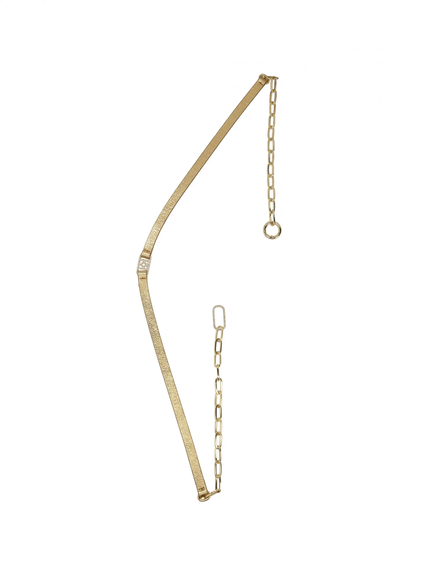 Złoty pasek z łańcuchem i monogramem